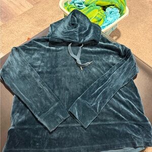 Harlowe & Graham Velvet Hooded Top in Charcoal Gray